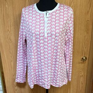Roller Rabbit Pink and White Elephant Blouse
